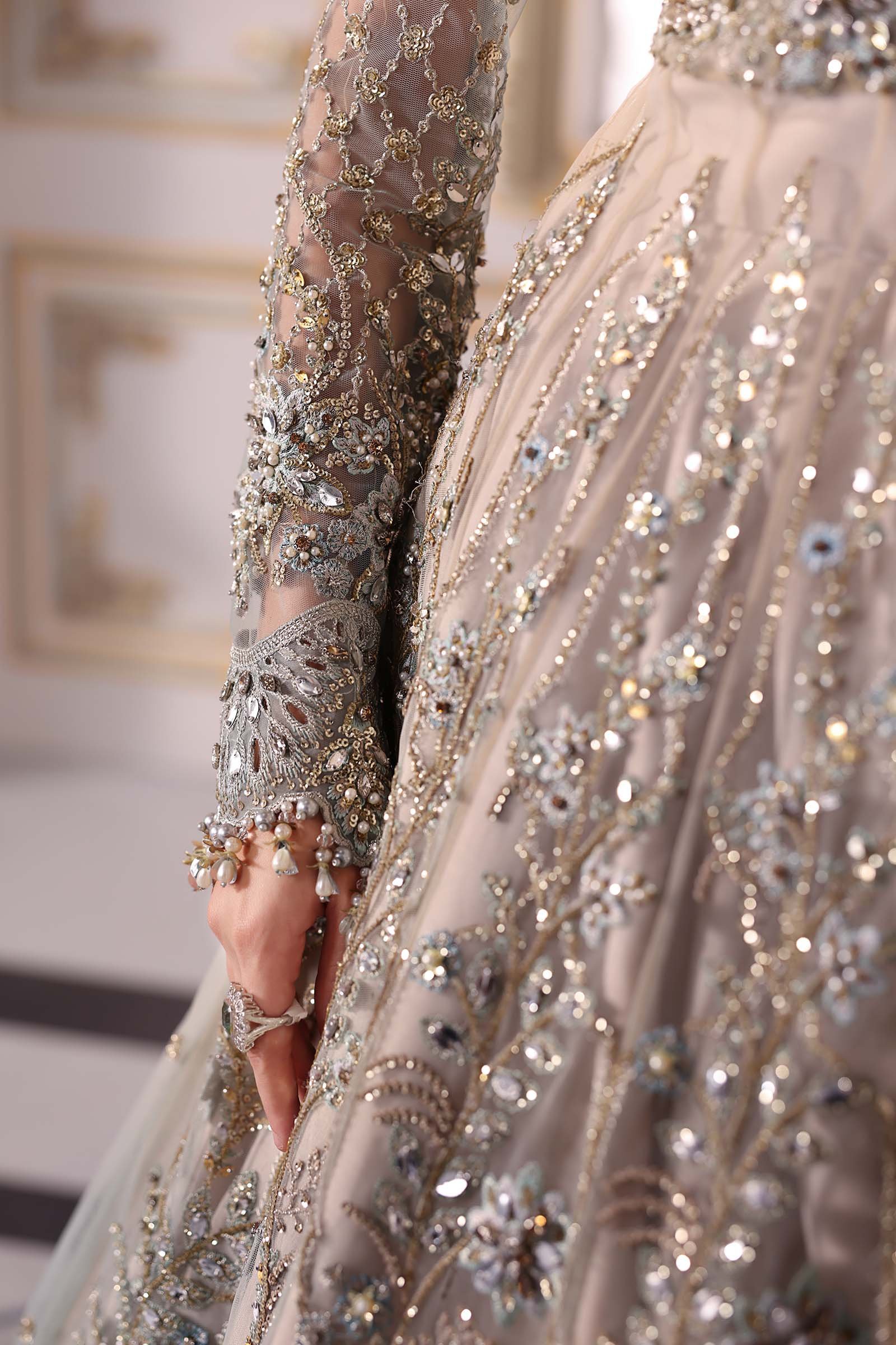 Maria .B. 3 Piece Unstitched Embroidered Net Suit | BD-3002 - Image 7