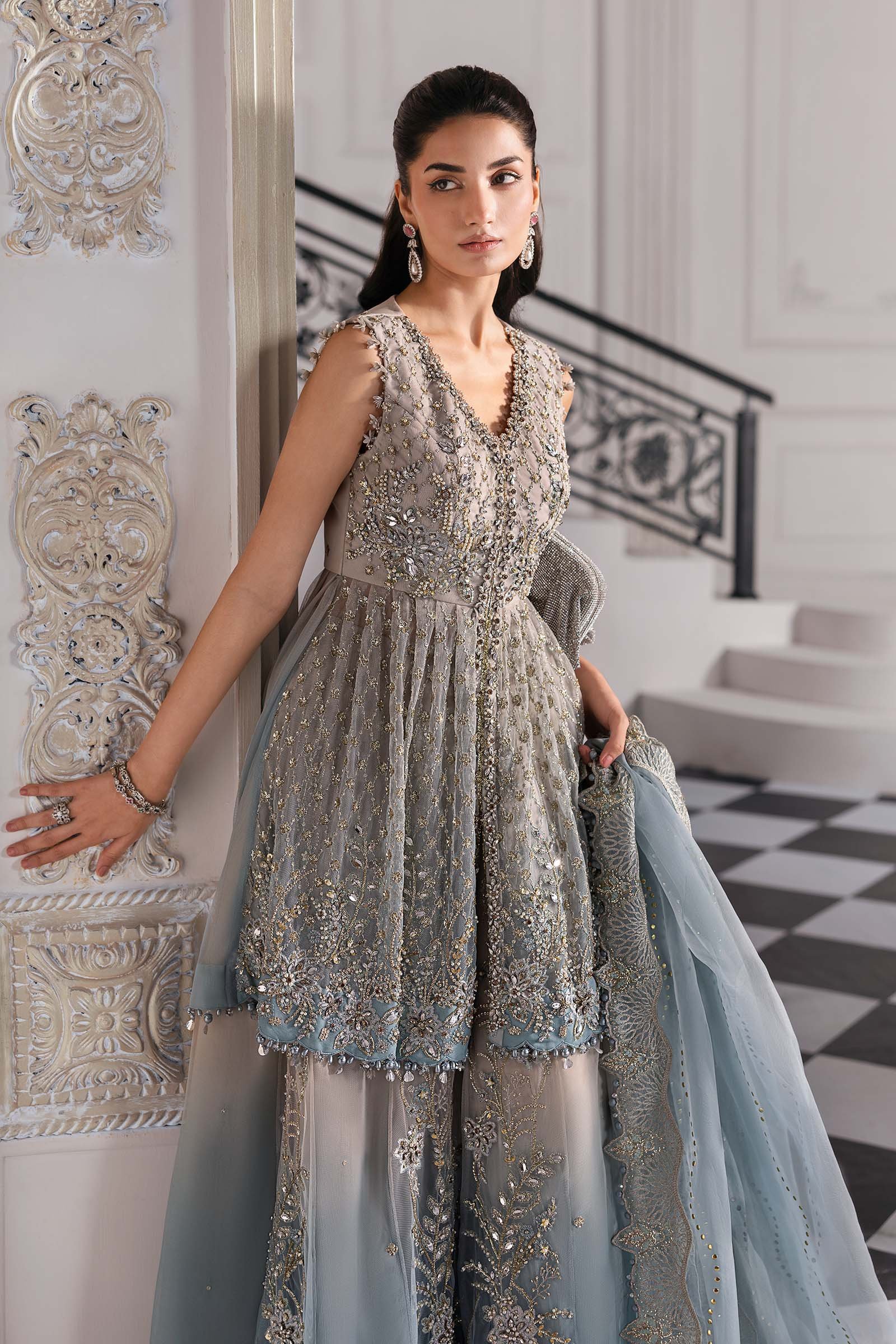 Maria .B. 3 Piece Unstitched Embroidered Net Suit | BD-3002 - Image 4