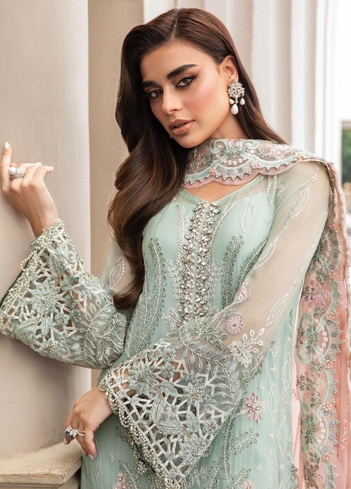 MARIA.B. Unstitched Embroidered Chiffon Mint Green | MPC-23-104 - Image 2