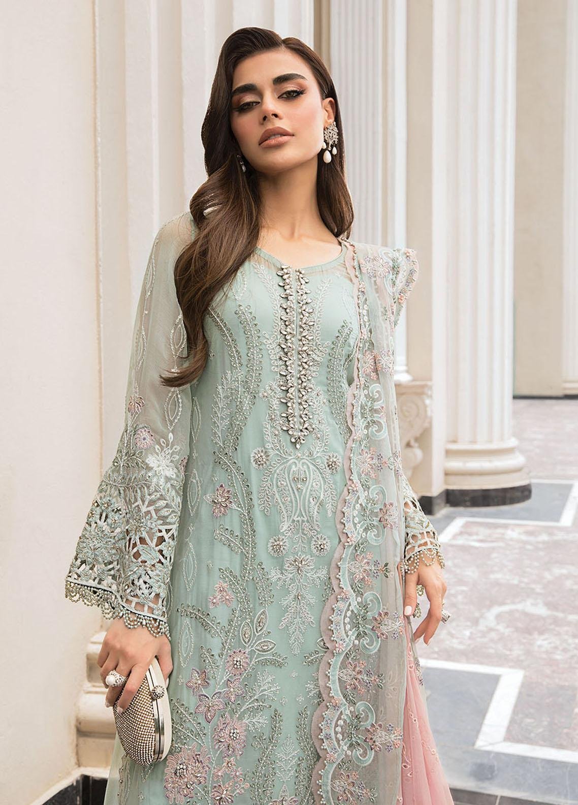 MARIA.B. Unstitched Embroidered Chiffon Mint Green | MPC-23-104 - Image 6