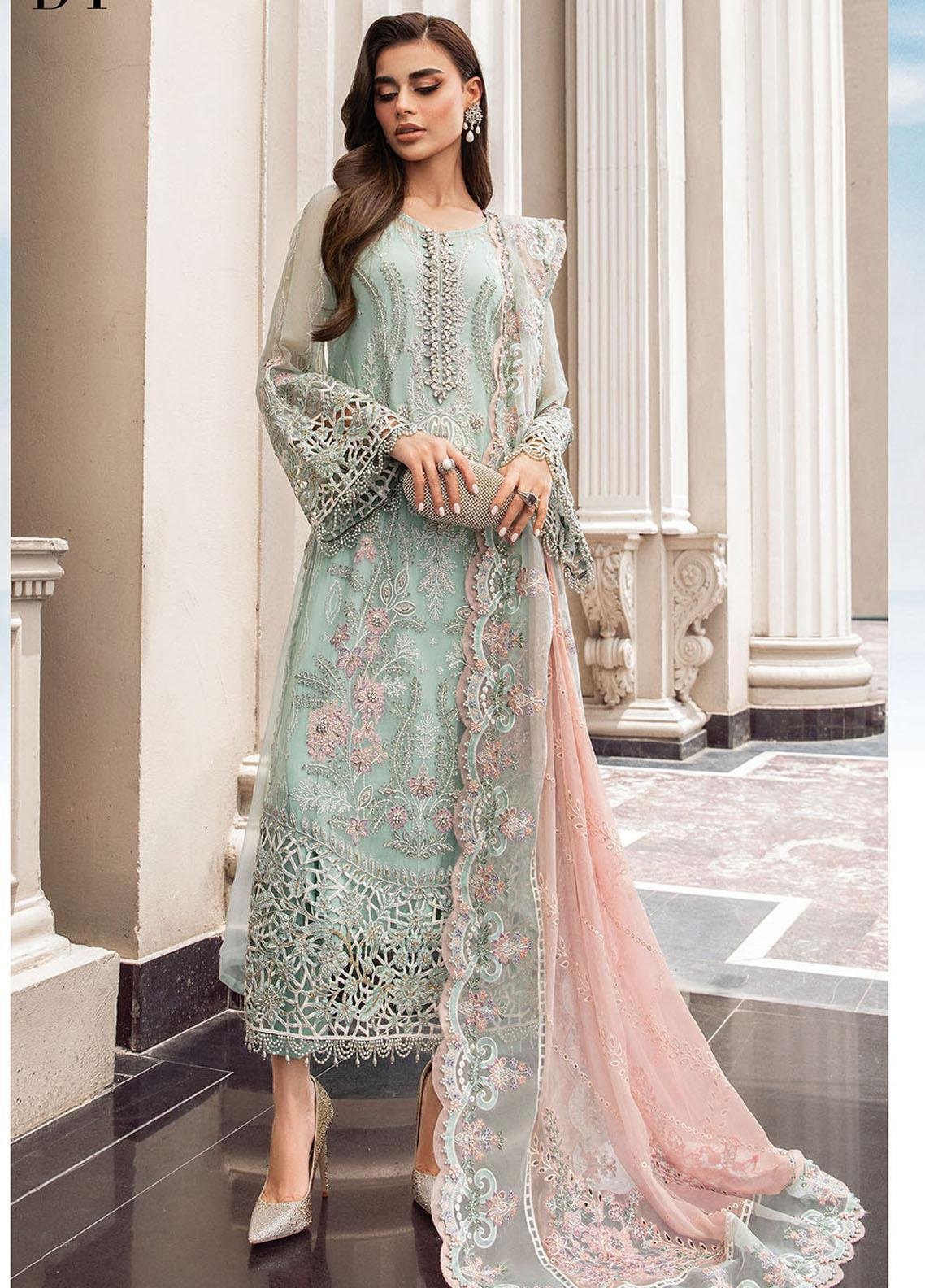 MARIA.B. Unstitched Embroidered Chiffon Mint Green | MPC-23-104
